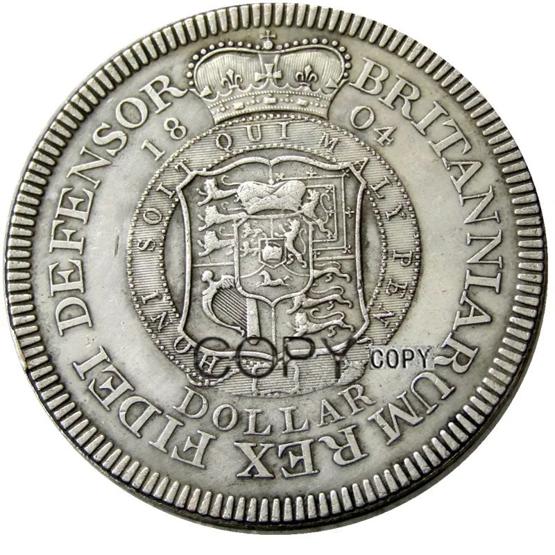 Великобритания торговый доллар 1804 Джордж III Посеребренная копия монеты