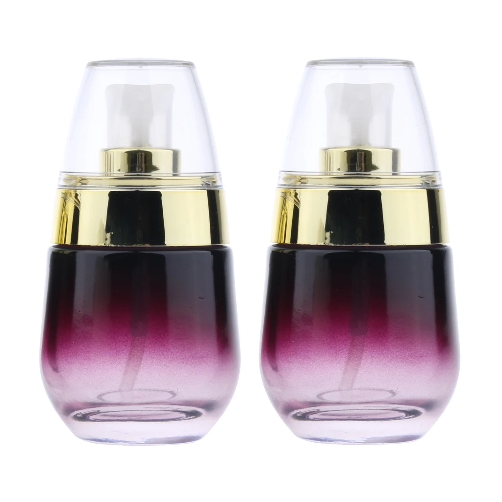6Pcs Women 30ml Purple Glass Refillable Empty Pump Lotion Spray Bottle Leak-proof Sprayer Makeup Vials Perfume Bottle