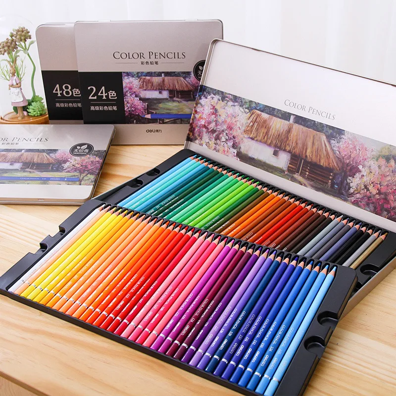 Günstige Deli Fettige Farbige Bleistift Set 24 36 48 72 Farben Öl Malerei Zeichnung Kunst Liefert Für Schreiben zeichnung Lapis De Cor Kunst Liefert