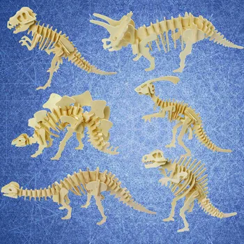 

3D Simulation Dinosaur Dragon Puzzle Toys DIY Skeleton Model Wooden Educational Intelligent Interactive Toy for Children Gifts