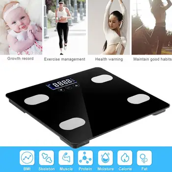 

Portable Touch Glass Household Black White Lightweight Balance Glass Platform Universal Body Fat Scale Instruments Measure Tool