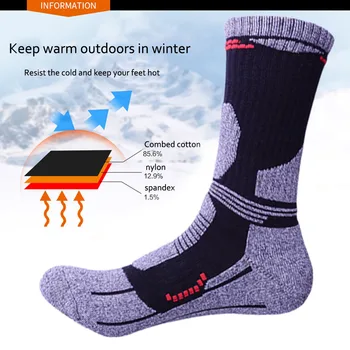

1 Pair Men Ski Sports Socks Riding Cycling Basketball Running Sport Sock Winter Hiking Tennis Women Bike Bicycle Thick Warm