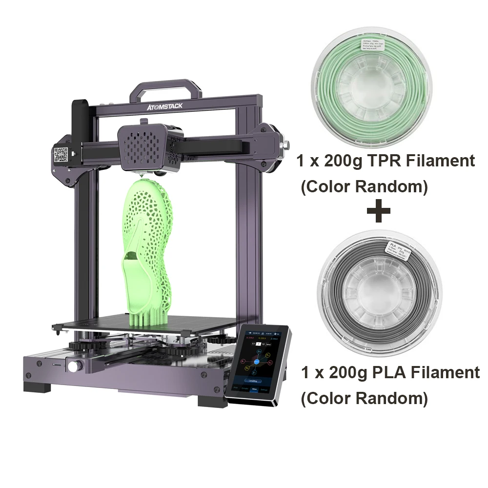 ATOMSTACK Cambrian Pro Desktop Rubber 3D Printer 235x235x250mm Support Printing Elastic TPR/PLA//Rubber with Dual Printing Head 