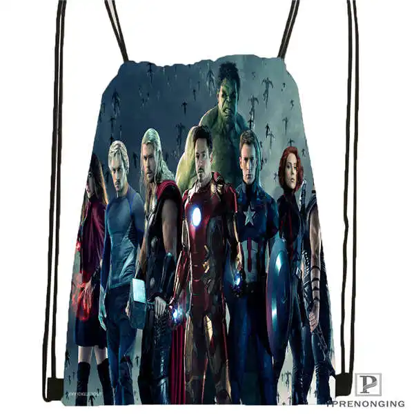 Drawstring Backpack Пользовательский Человек-паук Мстители походная сумка на шнурке милый рюкзак для детей(черная спинка) 31x40 см#180531-04-06 - Цвет: Drawstring Backpack