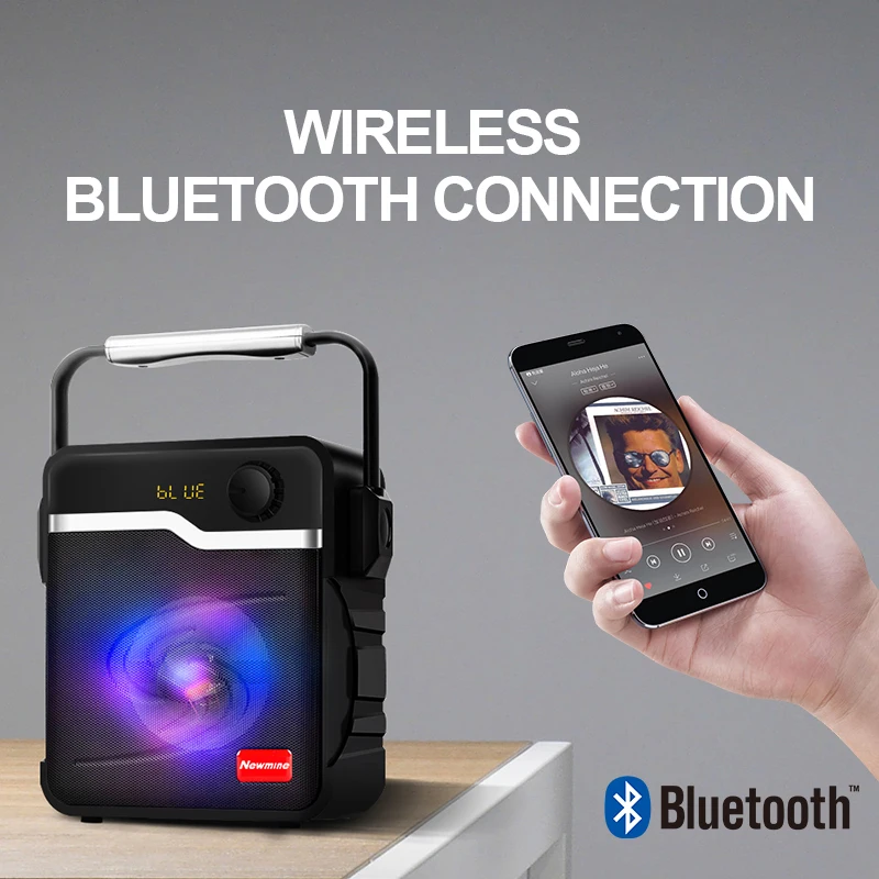 Портативная колонка Newmine K70, 1200 мА/ч, беспроводная, Bluetooth, большая мощность, квадратные, вечерние, TF, FM, караоке, для улицы, сабвуфер