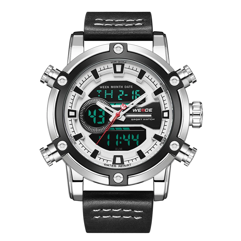 WEIDE часы мужские новые европейские роскошные мужские спортивные деловые Кварцевые Мужские Аналоговые Цифровые часы с ЖК-дисплеем и календарем несколько раз мужские часы - Цвет: WH9603-8C