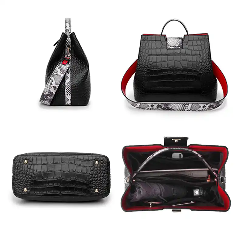 snakeskin tote shoulder bag