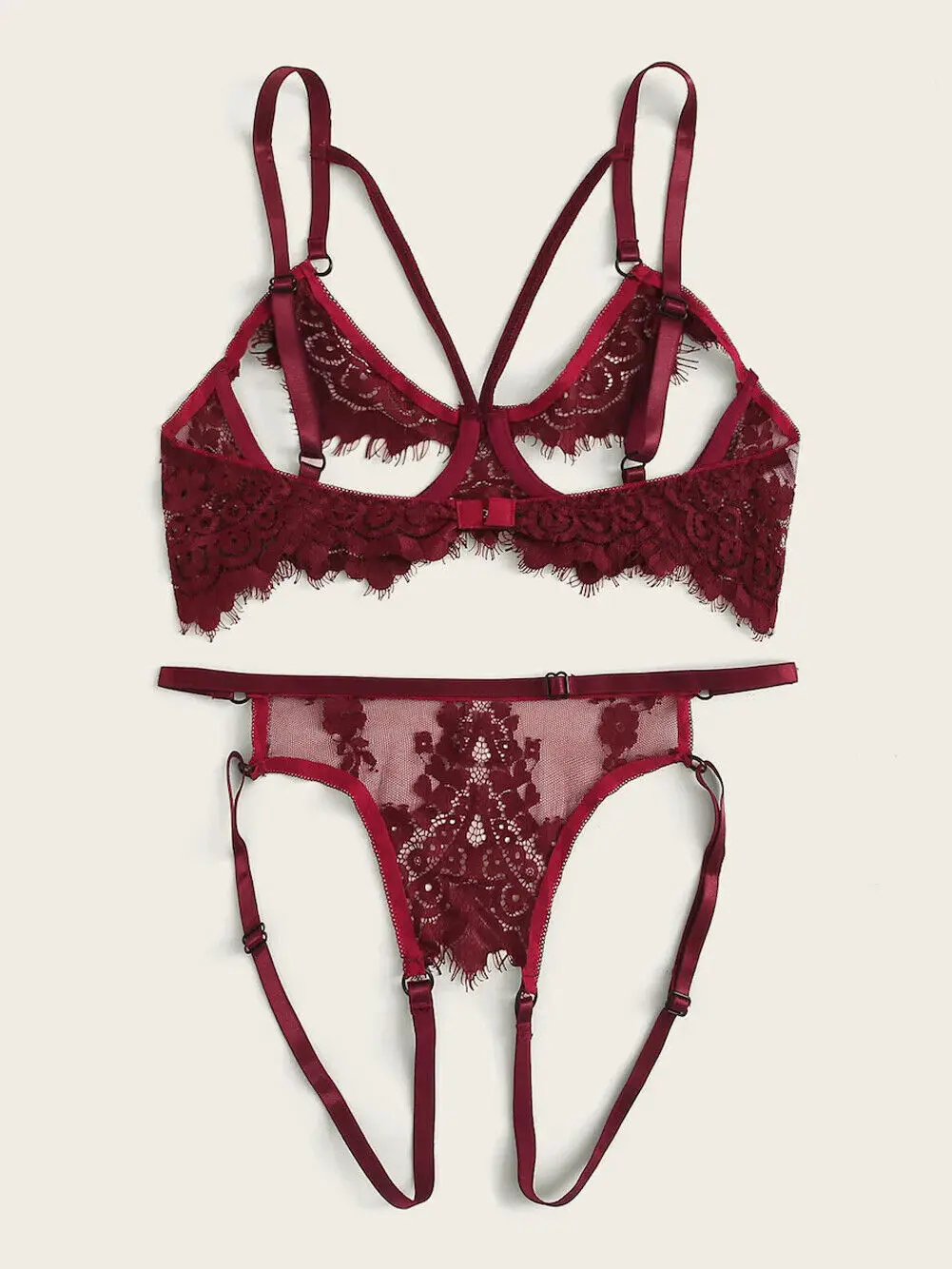 Wine Red Suit Сексуальный женский кружевной бюстгальтер с цветочным принтом, пуш-ап бюстгальтер, стринги, комплект нижнего белья, одежда для сна, подарок, бикини, накидка, пляжная одежда - Цвет: Wine Red Suit
