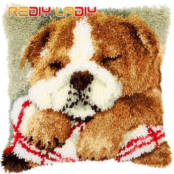 

Latch Hook Cushion Kits Dog Brothers Pillow Case Crochet Hobby & Crafts Yarn for Embroidery Art Cushion Front Sofa Bed Pillows