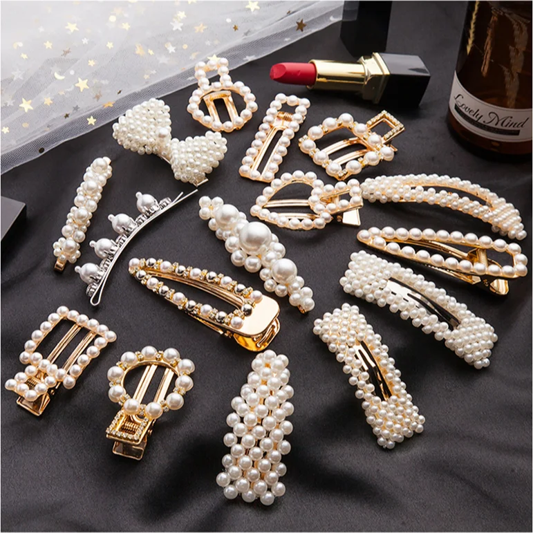 

2019 Ins Fashion Korean Pearl Hair Clips for Women Girls Hair Accessories Hair Clip Barrettes Hairgrips Pearls Hairpins for Hair