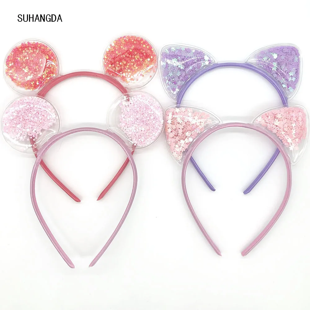 New Girls Cute Colorful Sequin Cat Ears Headbands Children Sweet Cat Ears Hair Band Kids Hair Accessories Scrunchie Christmas