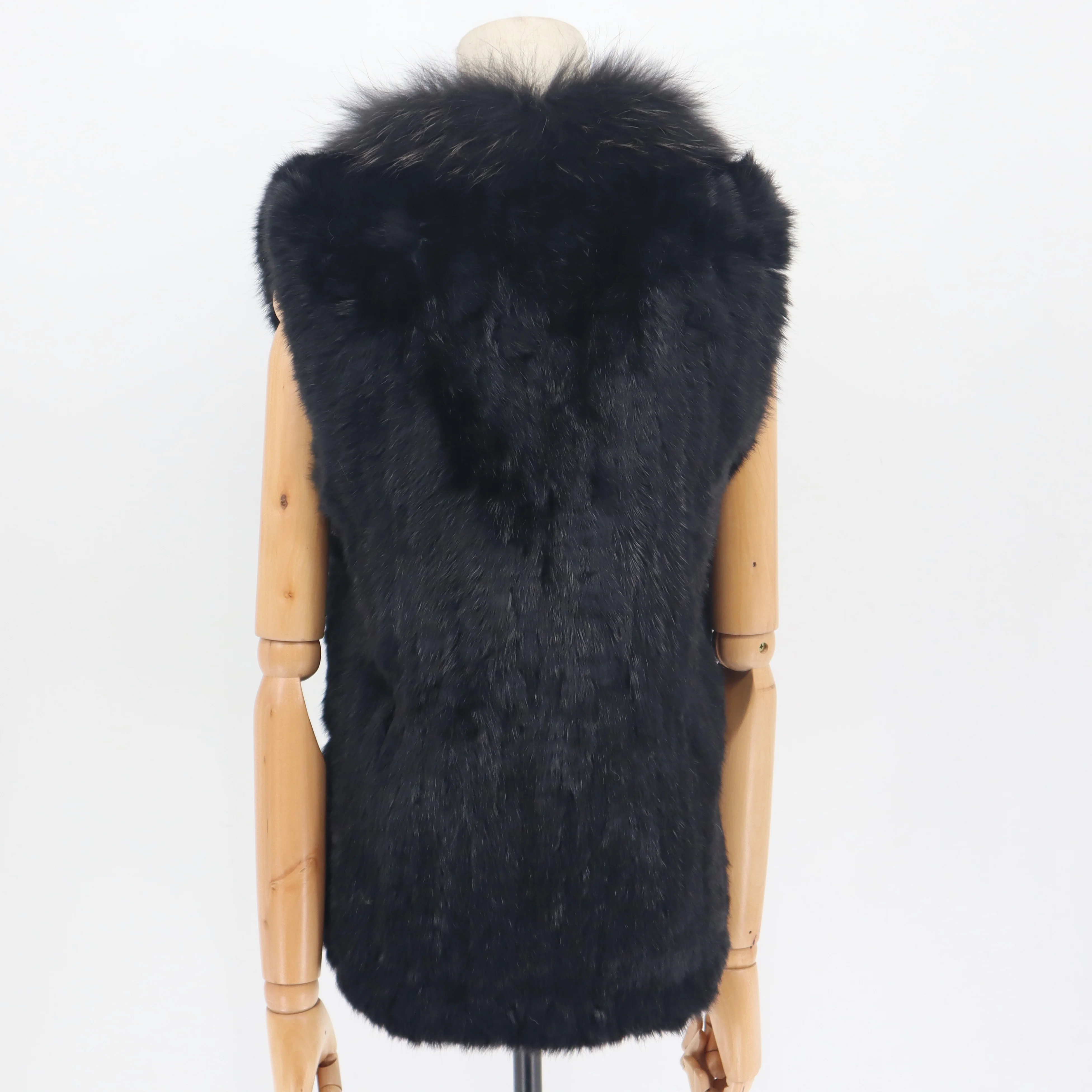 down coats & jackets 2021 Fashion Real Rabbit Fashion Fur Vest High-end Women Knitted Sleeveless Fur Vests With Natural Raccoon Fur Jacket Women Coat puffy coats