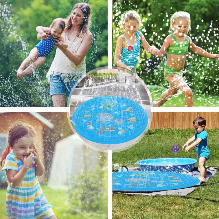 Water Splash Sprinkler Pad Play Game Mat for Children Kids Summer Outdoor Party TP899