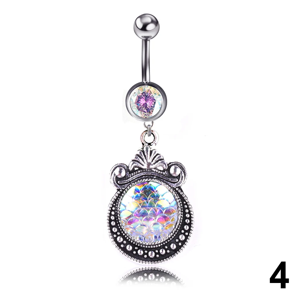 1 шт. пупок пупка кольцо блестящее сердце любовь Русалка рыбья чешуя пирсинг