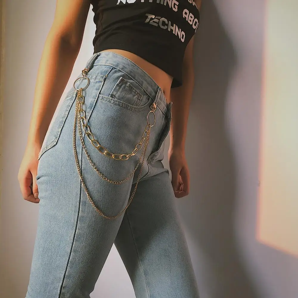 Metal Punk Rock Layered Chain Keychains For Men Women Waist Key Chain  Wallet Jeans Hip-hop Pants Belt Chains Jewelry Accessories