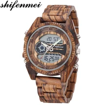 Shifenmei мужские часы деревянные часы Мужские лучший бренд класса люкс светодиодный спортивные часы Военные Наручные часы деревянные Relogio Masculino цифровые