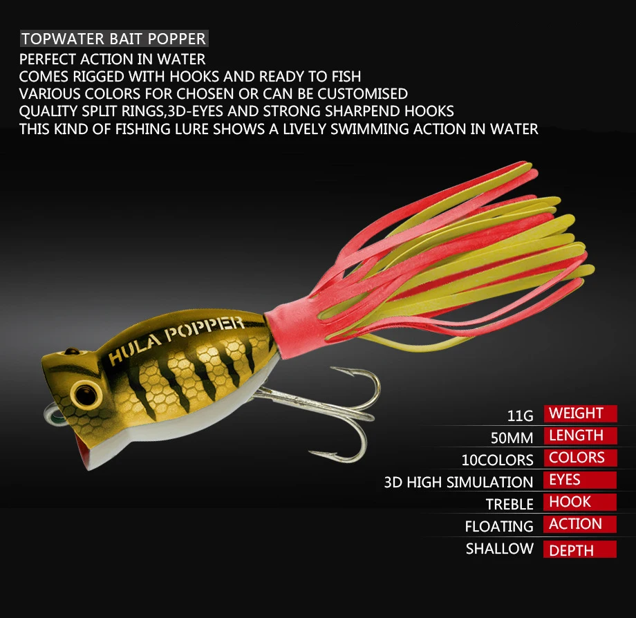 PROBEROS Popper Fishing Lures 4# Hook 8.5cm 19.5g Floating