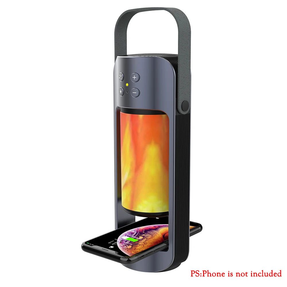 

Lamp Wireless Charger Speakers Light Night Outdoor Flame Camping Lamp Multifunction 3D Stereo Portable Bluetooth Speaker TF Card