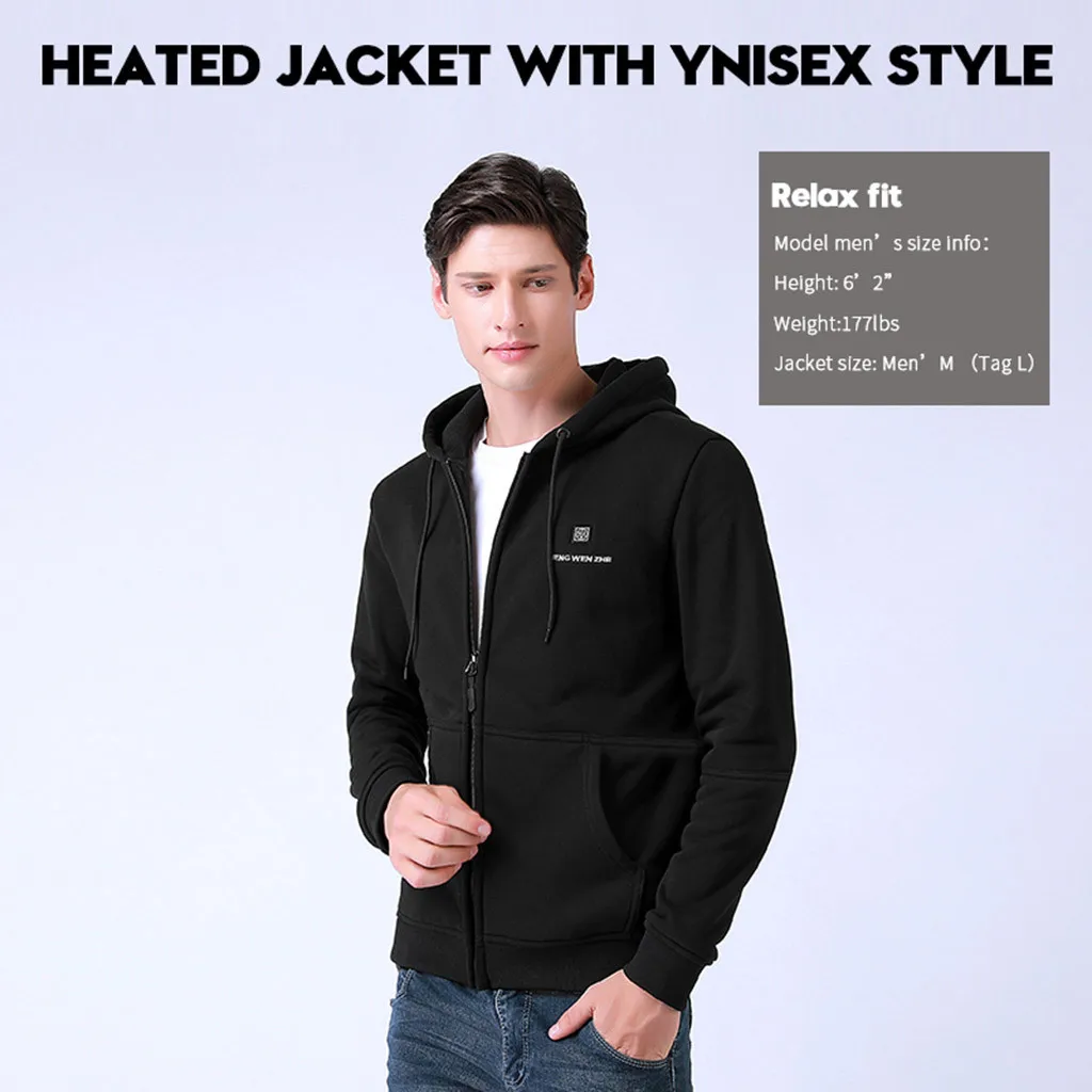  Invierno de los hombres es inteligente USB volver calefacción Sudadera con capucha худи con capucha