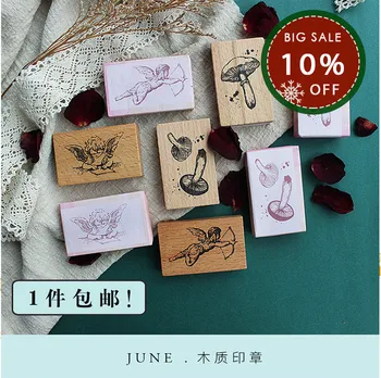 

moodtape vintage wood clear stamp for DIY scrapbooking/photo album Decorative stamp mushroom angel rubber stamp seal