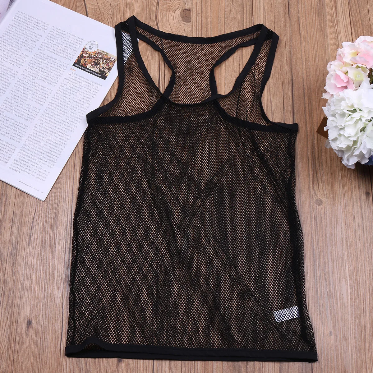 Transparent Undershirt Fishnet See-through Sleeveless Vest Breathable Bodybuilding Fitness Tank Top Sexy Men Singlet Underwear