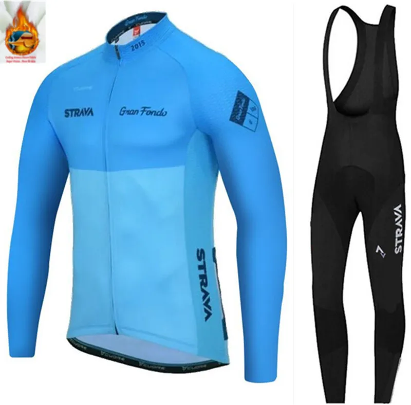 STRAVA Pro Team Winter Cycling Jersey Set Thermal Fleece Ropa Ciclismo Invierno MTB Bicycle Clothing Bike Wear Clothes | Спорт и