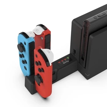 

Mini Portable USB Quad LED Indicator Charger Dock Charging Station Stand for Nintend NS Switch 4 Joy Controller Game Pad Gamepad