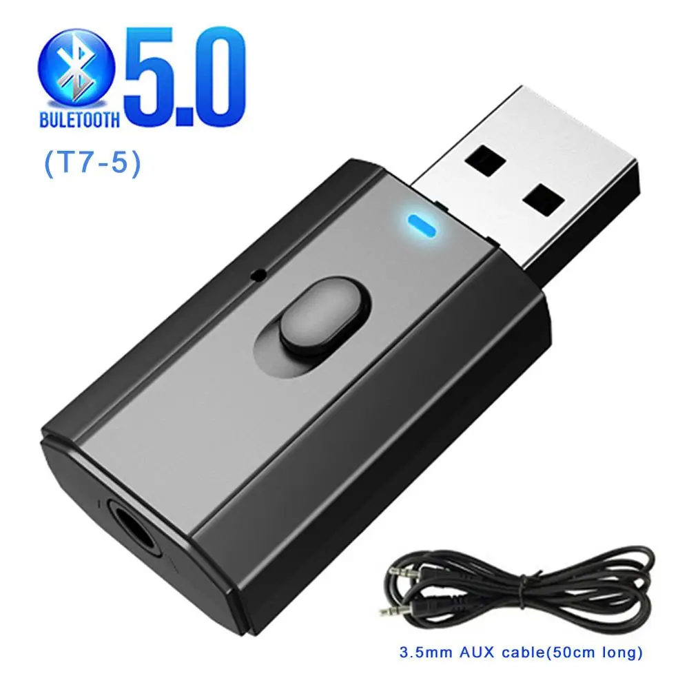 Adaptador Bluetooth 5,0 para PC, TV y coche, inalámbrico, Bluetooth Transmisor receptor, Audio de música, manos libres, 3,5mm, Adaptador auxiliar