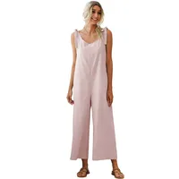 Female Summer Jumpsuit Sleeveless Bow Loose One-piece Wide Leg Pants Solid Color Female Jumpsuit Mono Sexy Women Jumpsuit