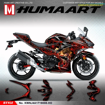 

HUMAART Vehicle Wraps Vinyl Graphics Custom Decals Kit for Kawasaki Ninja 400 ABS Ninja400 2017 2018 2019 2020 / Ninja 250 2020