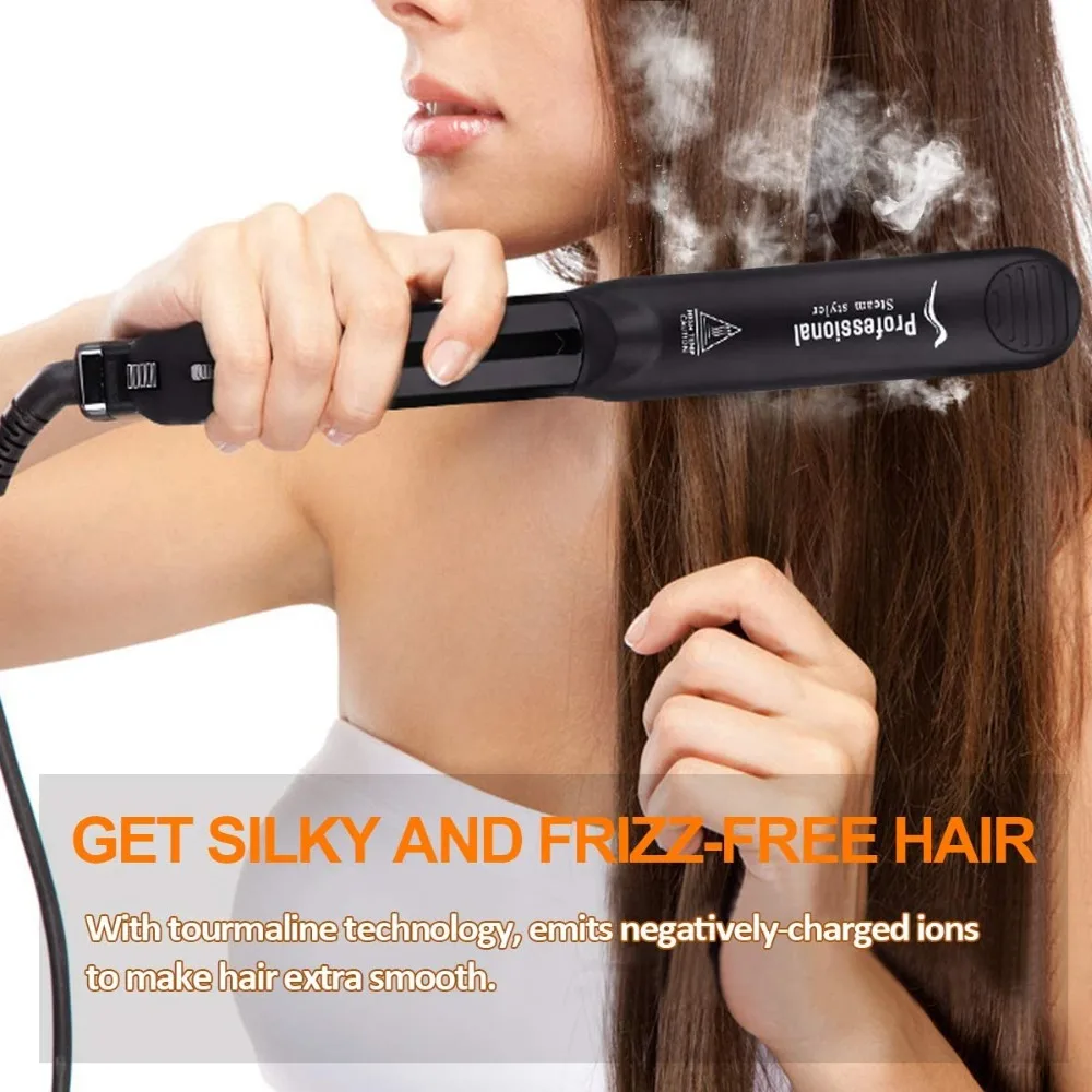 Konmison Steam Hair Straightener Ceramic Vapor Hair Flat Iron Seam Hair Straightening Iron Curler Steamer Hair Styling Tool 5