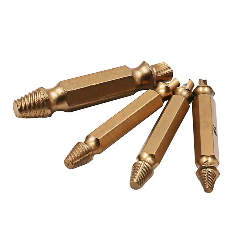 

4pcs Titanium Broken Bolt Damage Screw Remover Extractor Drill Bits Easy Out Stud Reverse Broken Screw Nail Extractor