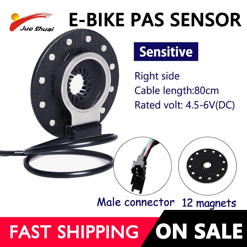 Electric Bike Pedal Sensor Assist 12 Magnet E Bike Double Hall Right Side Pas System Male Connector Diy Ebike Kit Cycling Parts Electric Bicycle Accessories Aliexpress
