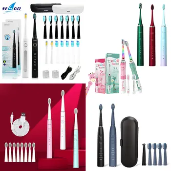 

Seago Sonic Electric Toothbrush SG-507 548Adult Timer Brush 5 Mode USB Charger Rechargeable Tooth Brushes Replacement Heads Set