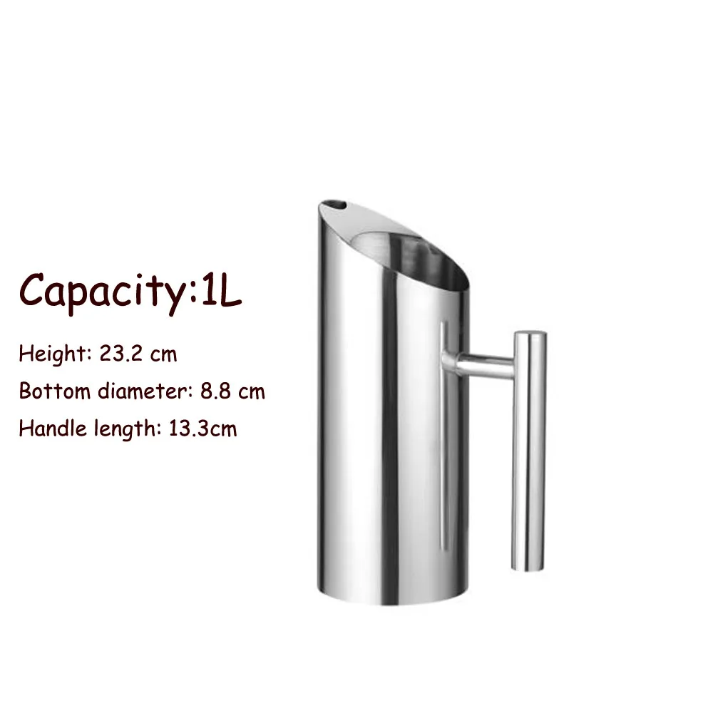 Stainless Steel Pitcher Pot 1/1.5/2L for Bar Hotel KTV Restaurant Fantastic Kitchen Cold Water Wine Juice Water Jug glass pitcher,cold water jug