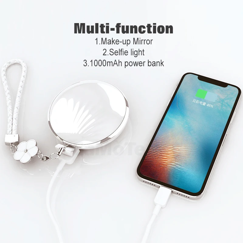  Foldable Sea Shell Design Portable Mini Makeup Mirror Beauty Selfie Light Selfie Clip Flash Fill Li