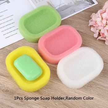 

Bathroom Hardware Soap Mat Candy Color Sponge Soap Dishes Plate Bathroom Decoration Color Random