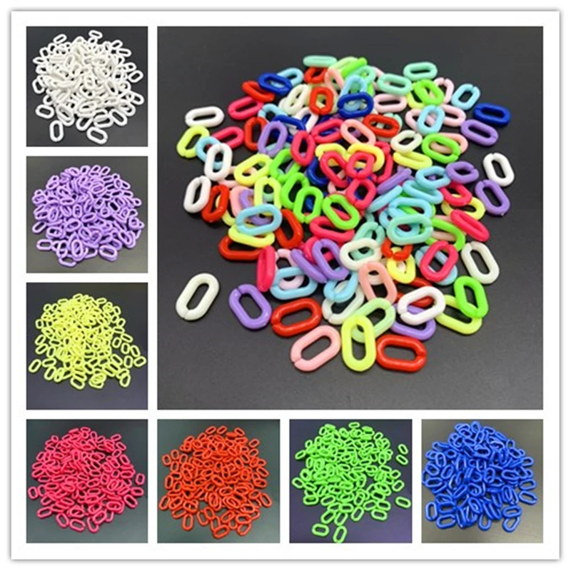 New 50pcs 15x10mm Acrylic Link Chain Keychains For Necklace Bracelet Making Colorful Plastic Links Jewelry | Украшения и