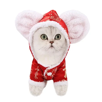 

Pet Velvet Warm Coat Jumpsuit For Year Of The Rat Dog New Year Costume Cute Printed Christmas Dog Clothes Winter Dog Cat Clothes