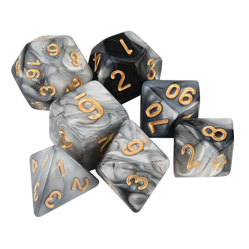 7Pcs dice set trgp game polyhedron D4-D20 multi-faceted new dice tower acrylic dados rpg two-color multi-faced dnd dice 30A19 (1)