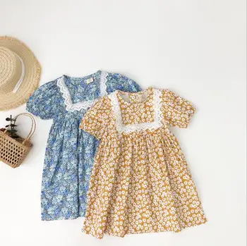 

2020 New Girls Printed Dress Fashion Summer Cotton Girls Dresses 2-7 Years QH416