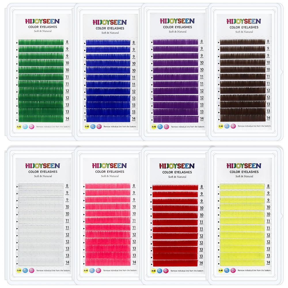 Eyelash-Extensions Color-Lashes Brown Pink Purple White Yellow Blue Individual-Colored