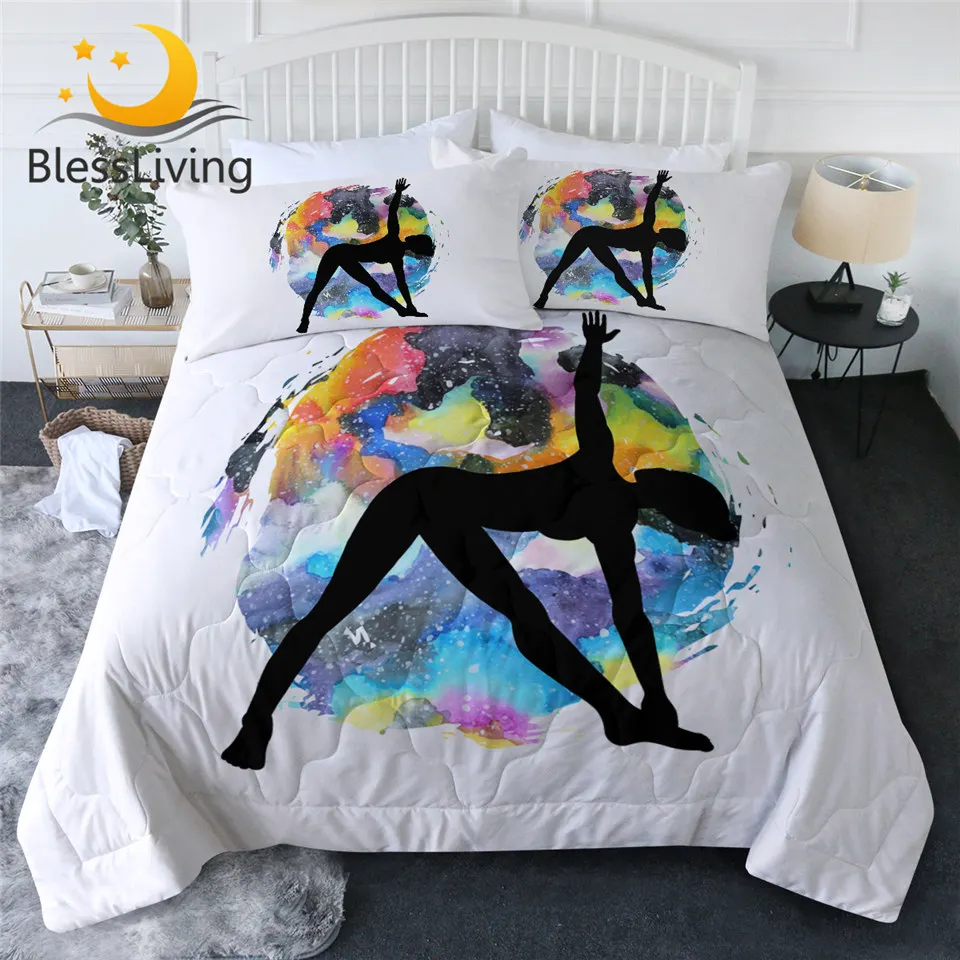 

BlessLiving Йога пододеяльник набор спортивные покрывало цветной Комплект постельного белья с черным корпусом покрывала 3 шт. Прямая поставка Современный домашний декор