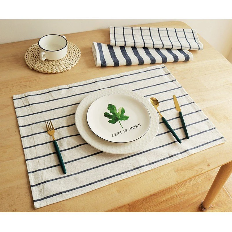 40*60cm Classic Mediterranean Style Table Napkins Dinner Mat Cotton Napkin Wedding Dessert Tea Towel Kitchen Dishcloth Placemats
