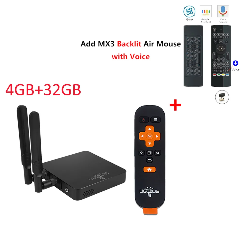 AM6 PROadd MX3L mic Amlogic S922X Android 9,0 ТВ-приставка UGOOS AM6 Pro 4 ГБ ОЗУ 32 Гб ПЗУ ТВ-приставка Bluetooth 5,0 2,4G 5G WiFi LAN 1000M 4K медиаплеер - Цвет: AM6 PROadd MX3L mic