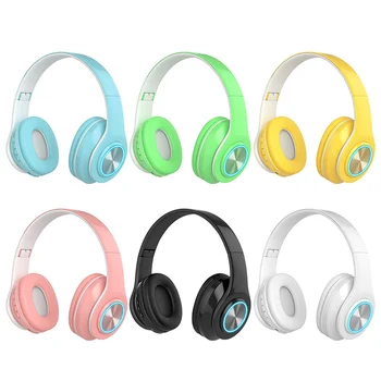 

B39 Bluetooth Earphone Boom Macaron Headphone Cute Girl Adult Color Headset with Microphone Wireless Headphone for Children Gift