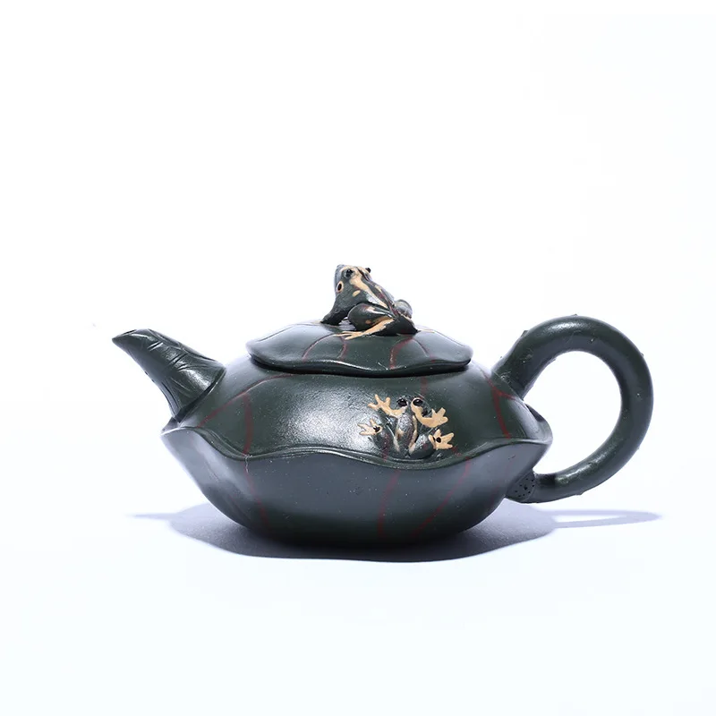 Authentic Yixing Teapot Handmade Lotus Frog Mud Green Kung Fu Kettle Creative Teaware Send Gift Box | Дом и сад