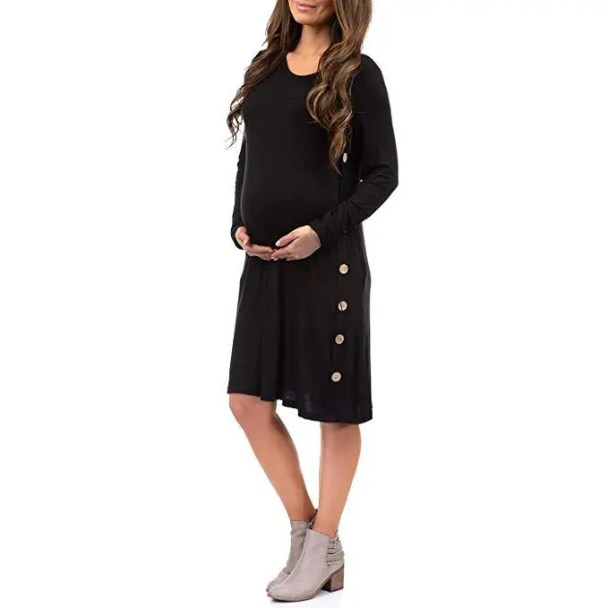 

Hot Selling Women's Dress Autumn Clothing New Style Long Sleeve Maternity Dress Button Large Size Dress