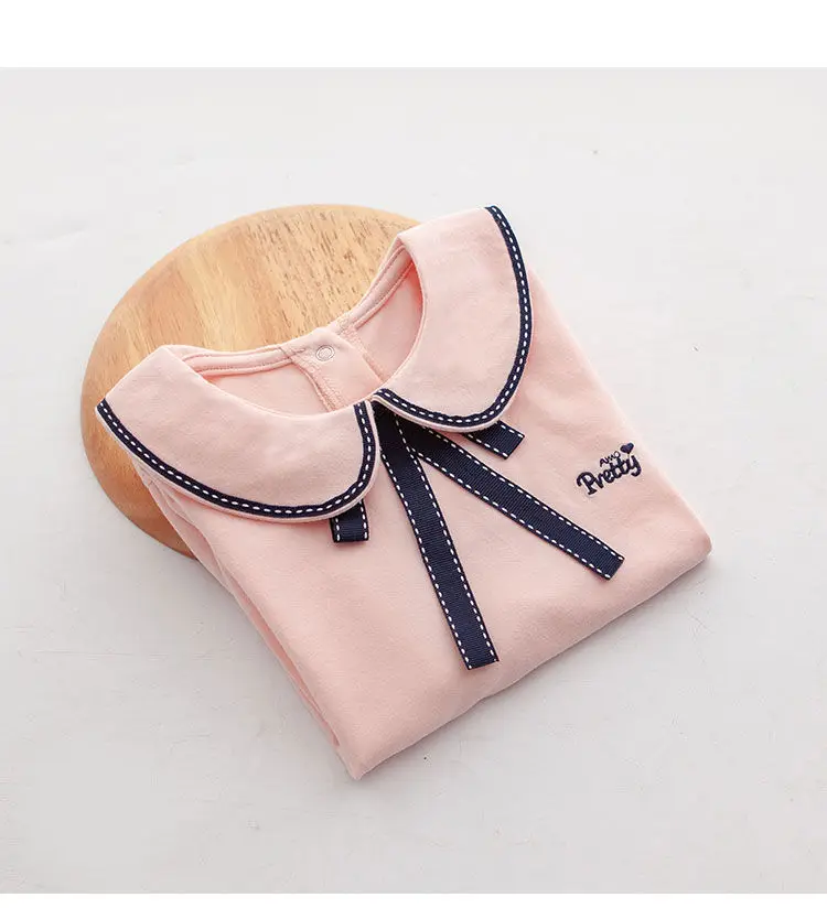 

Girls White Bottoming Shirt T-shirt Autumn New Children's Clothing Girls Lapel Top Kids Cotton Long-Sleeved Sweater 2-8T