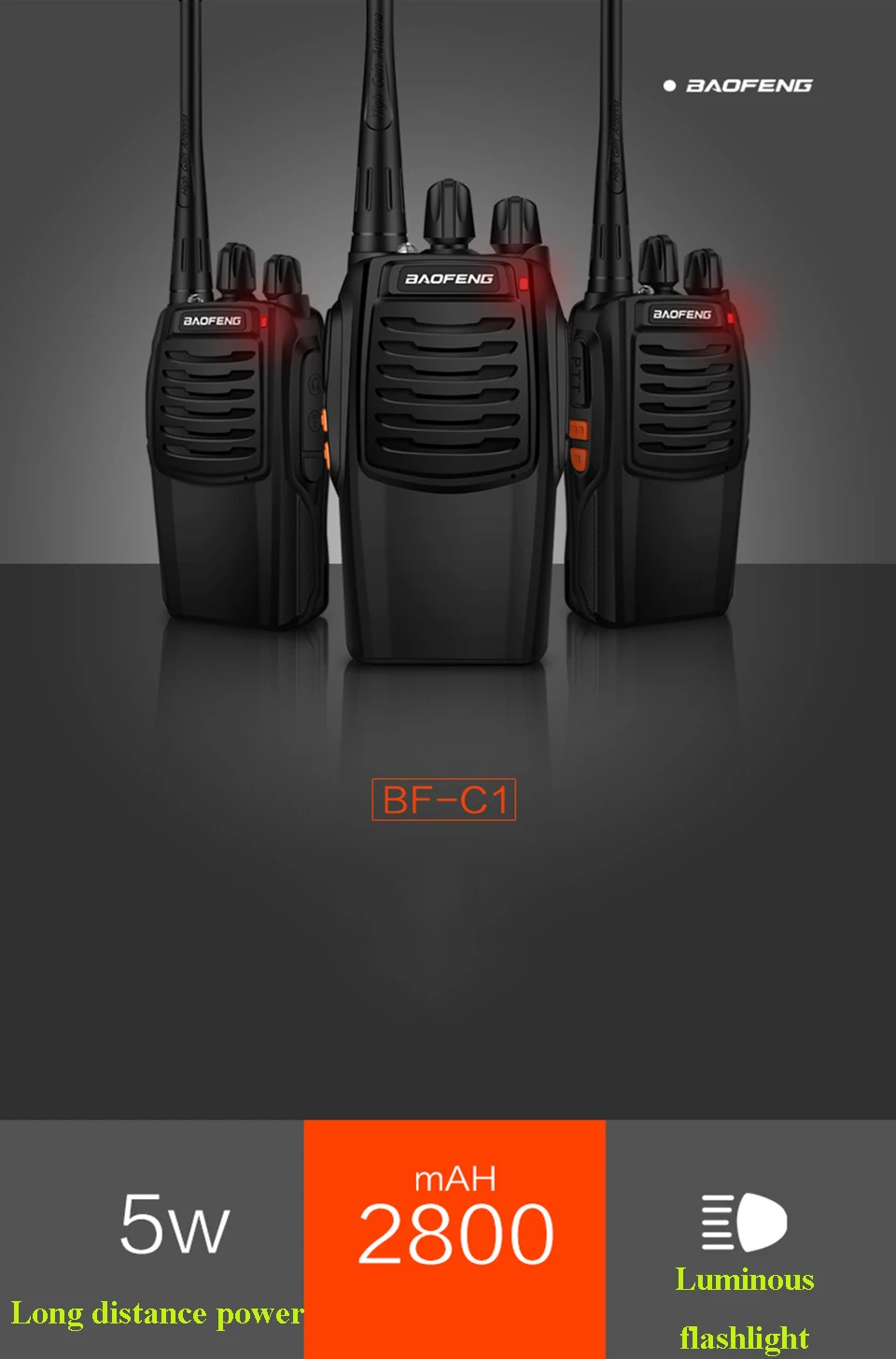 Официальный Baofeng BF-C1 рация 16CH двухстороннее радио 400-470Mhz UHF портативное радио 5W фонарик PMR трансивер